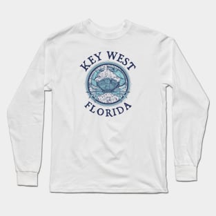 Key West, Florida, with Stone Crab on Windrose Long Sleeve T-Shirt